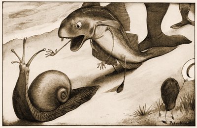 "¿Caminarás un poco más rápido?", dijo un Rape a un Caracol, ilustración para Las Aventuras de Alicia en el País de las Maravillas de Lewis Carroll de Peter Newell